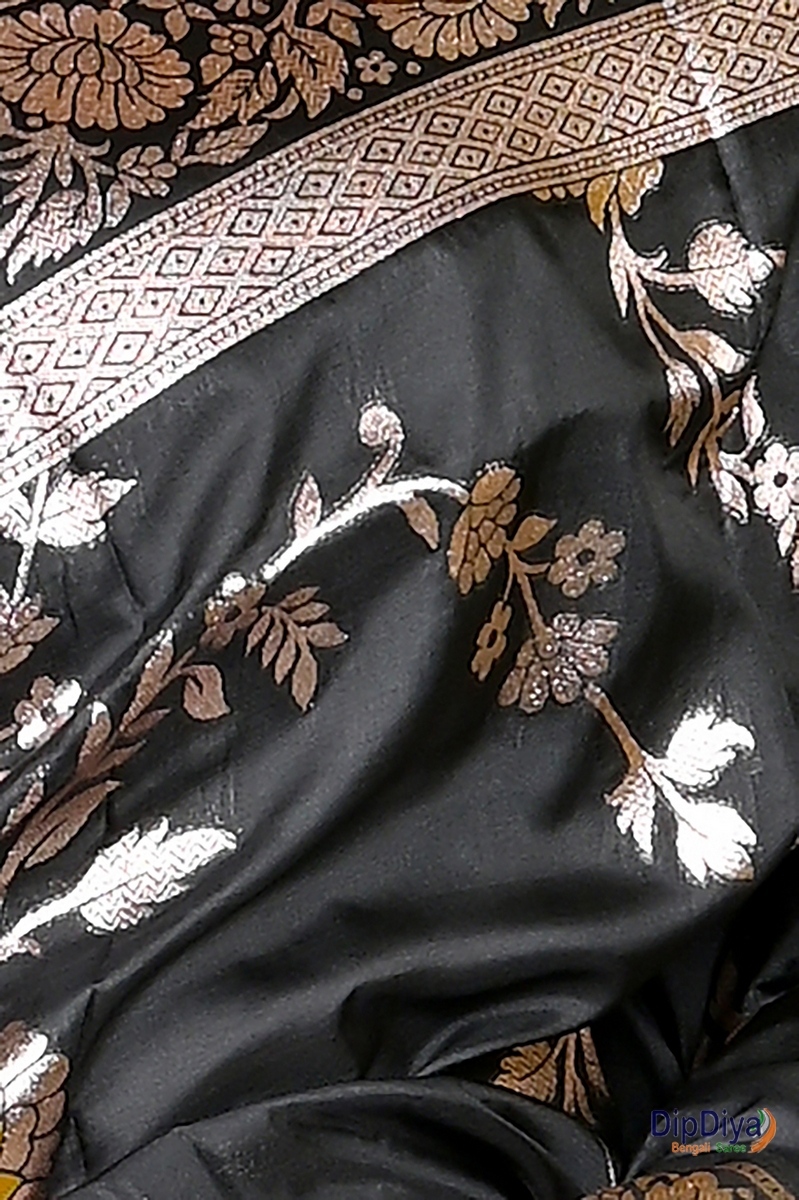 Black Cotton Silk Parosha Kathan Saree (510)